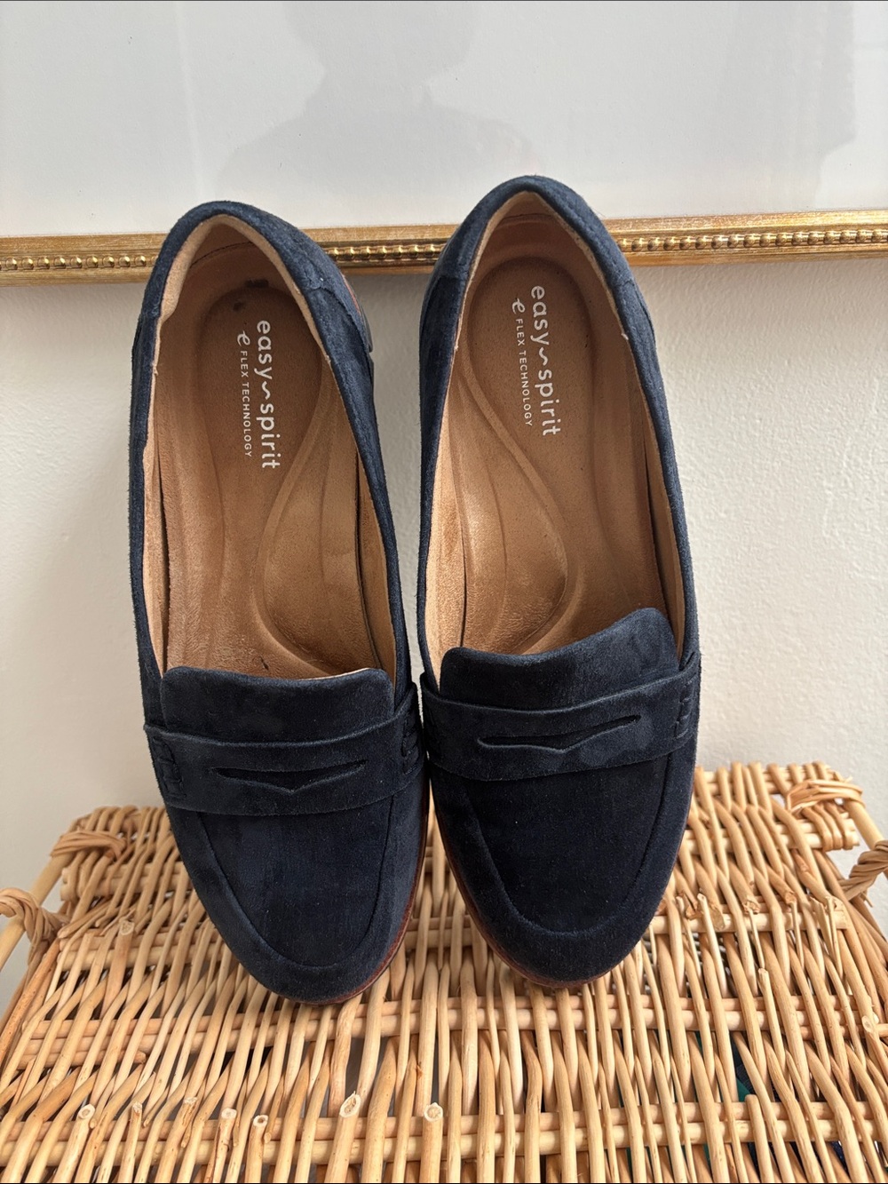 Easy Spirit Navy Suede Penny Loafers
